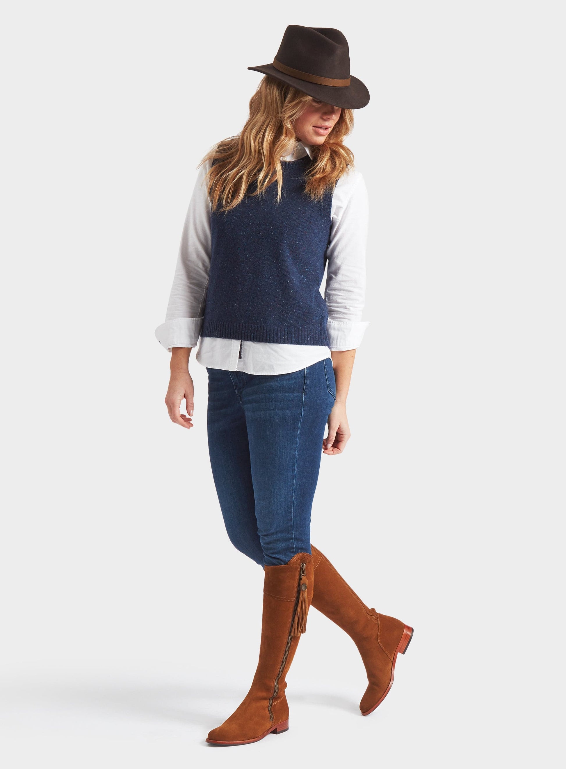 Knitted Neppy Vest in Navy