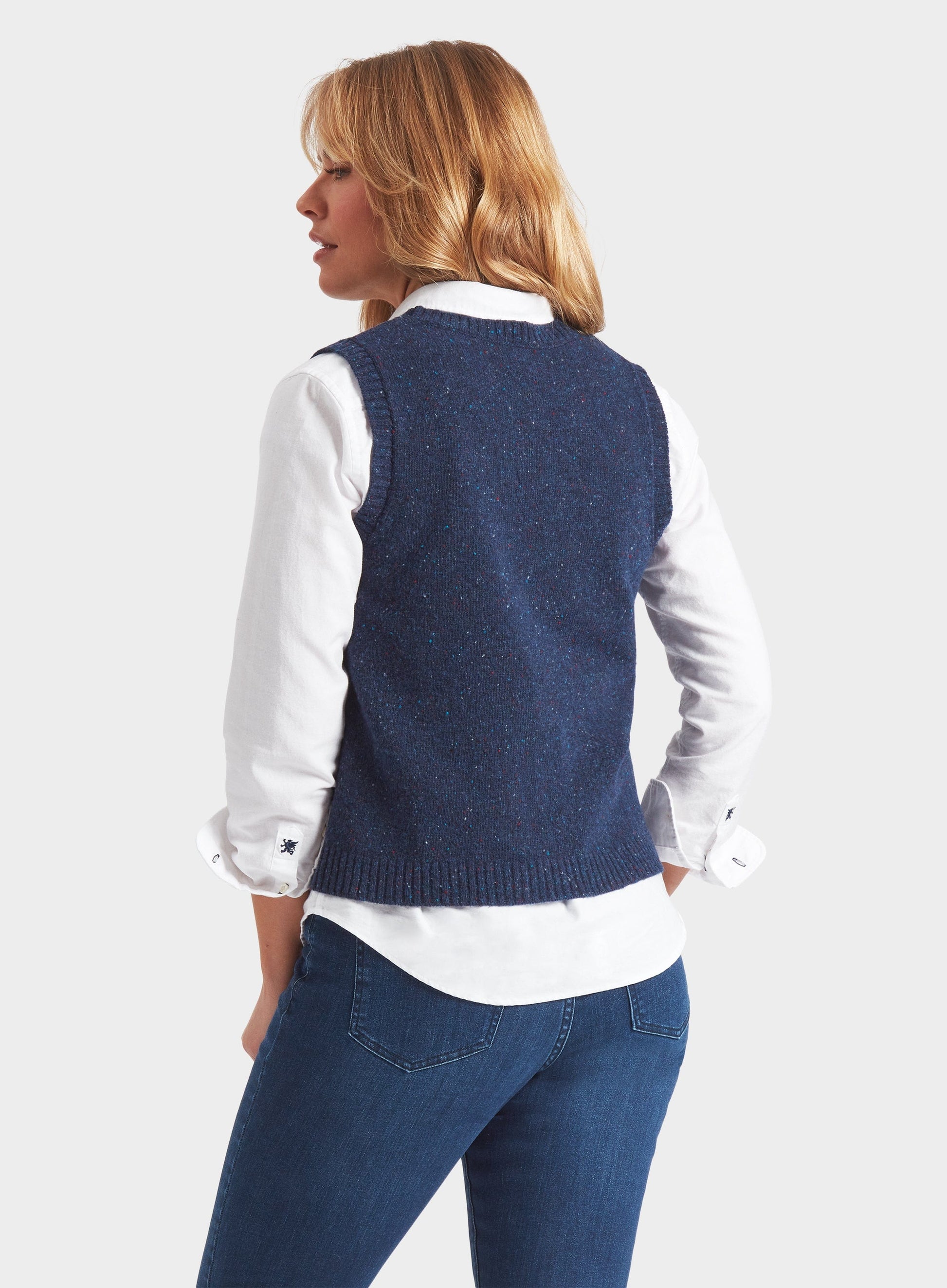 Knitted Neppy Vest in Navy