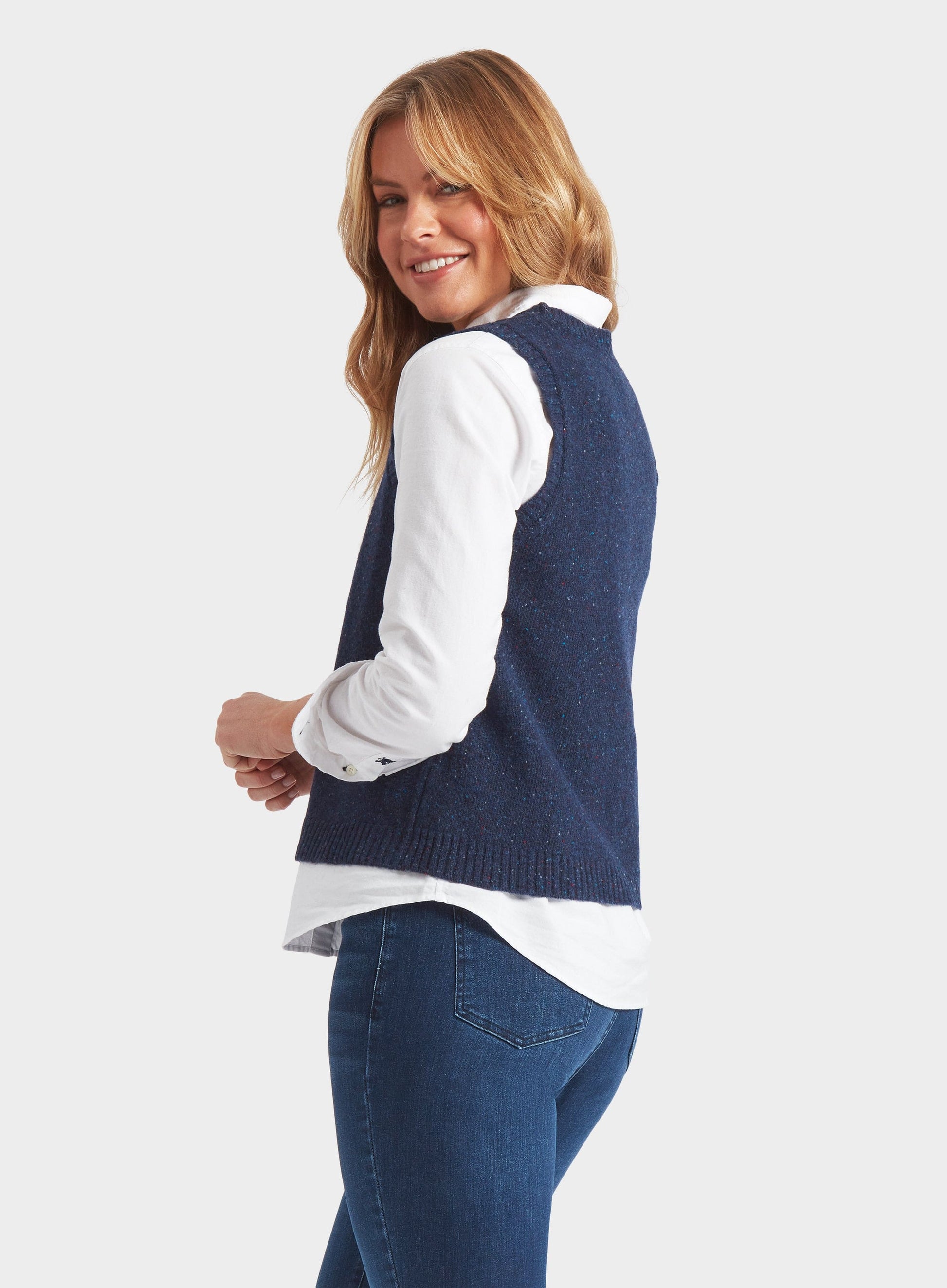 Knitted Neppy Vest in Navy