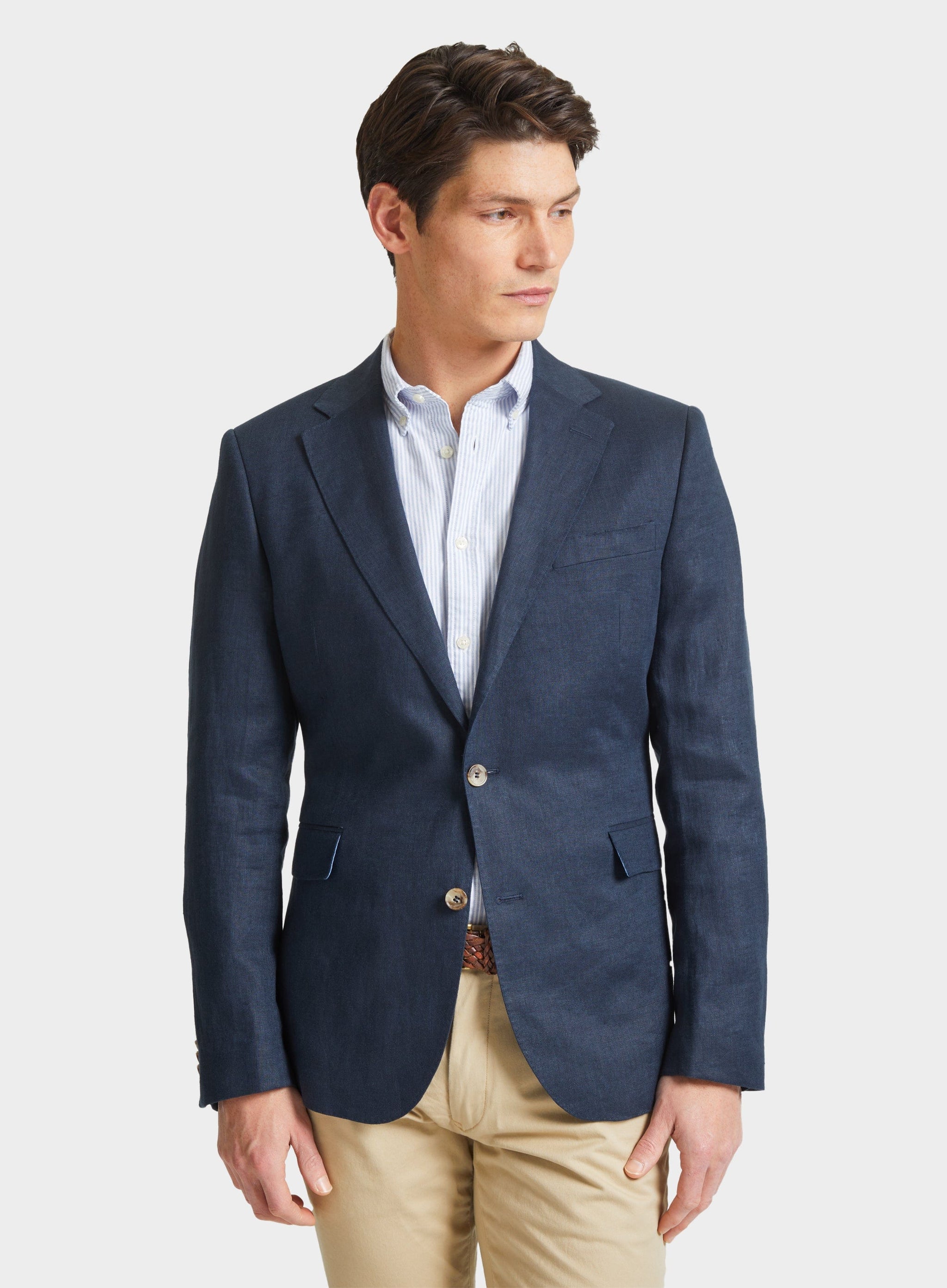Mens Linen Jacket in Navy Oxford Shirt Co.