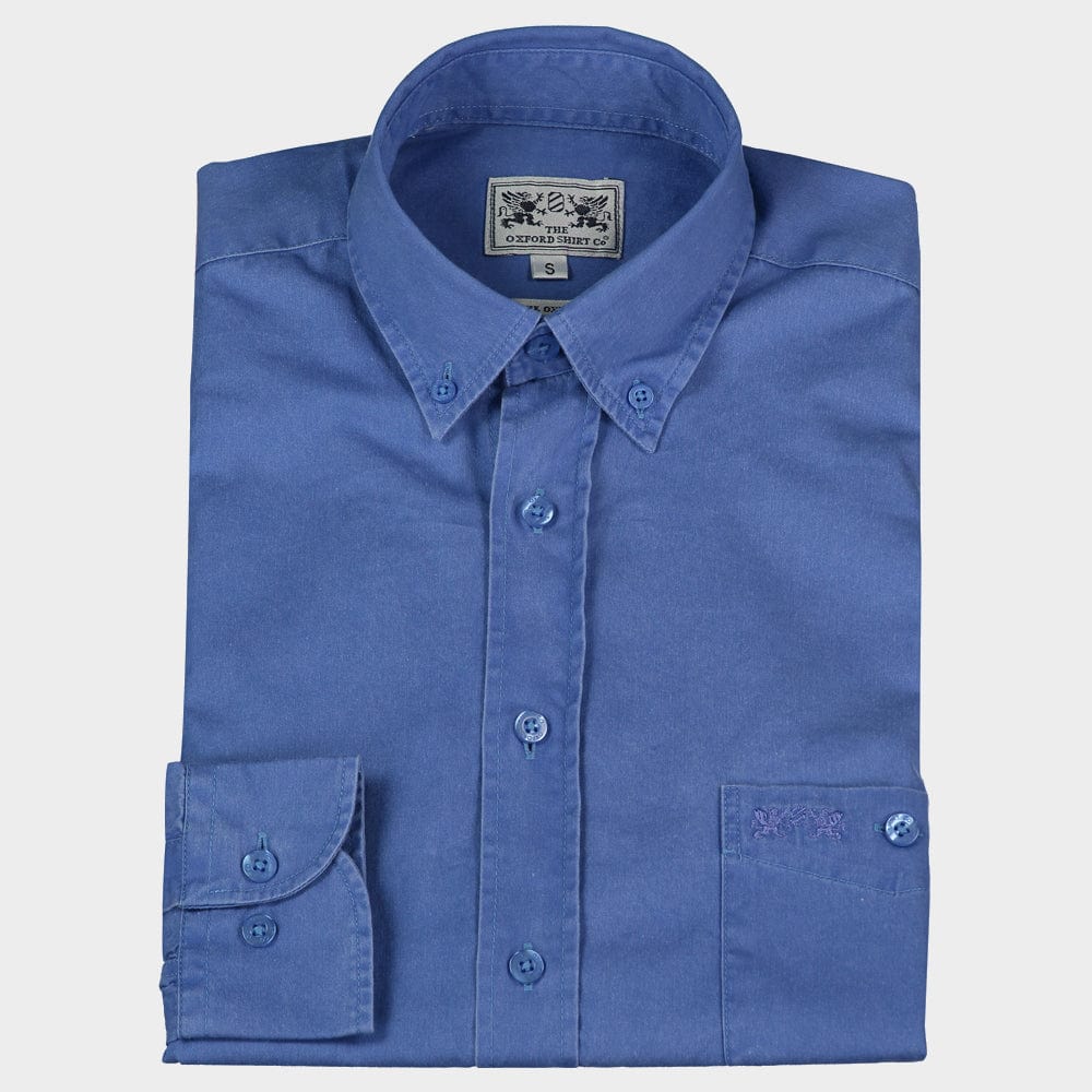 Mens Long Sleeved Weekender Shirt in Mid Blue - Oxford Shirt Co.