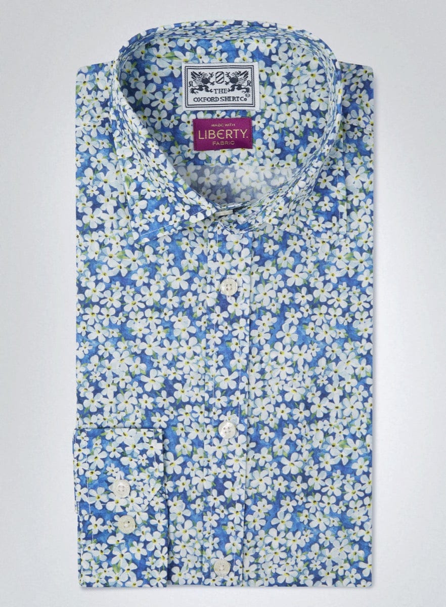 Womens Petal Wish Blue Made with Liberty Fabric Shirt - Oxford Shirt Co.