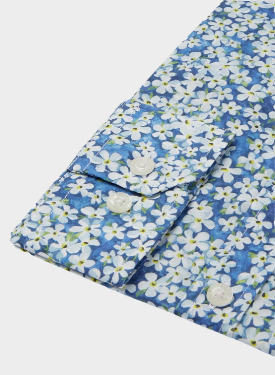 Womens Petal Wish Blue Made with Liberty Fabric Shirt - Oxford Shirt Co.