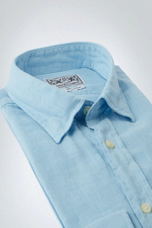 Tailored Fit Linen Shirt in Light Blue