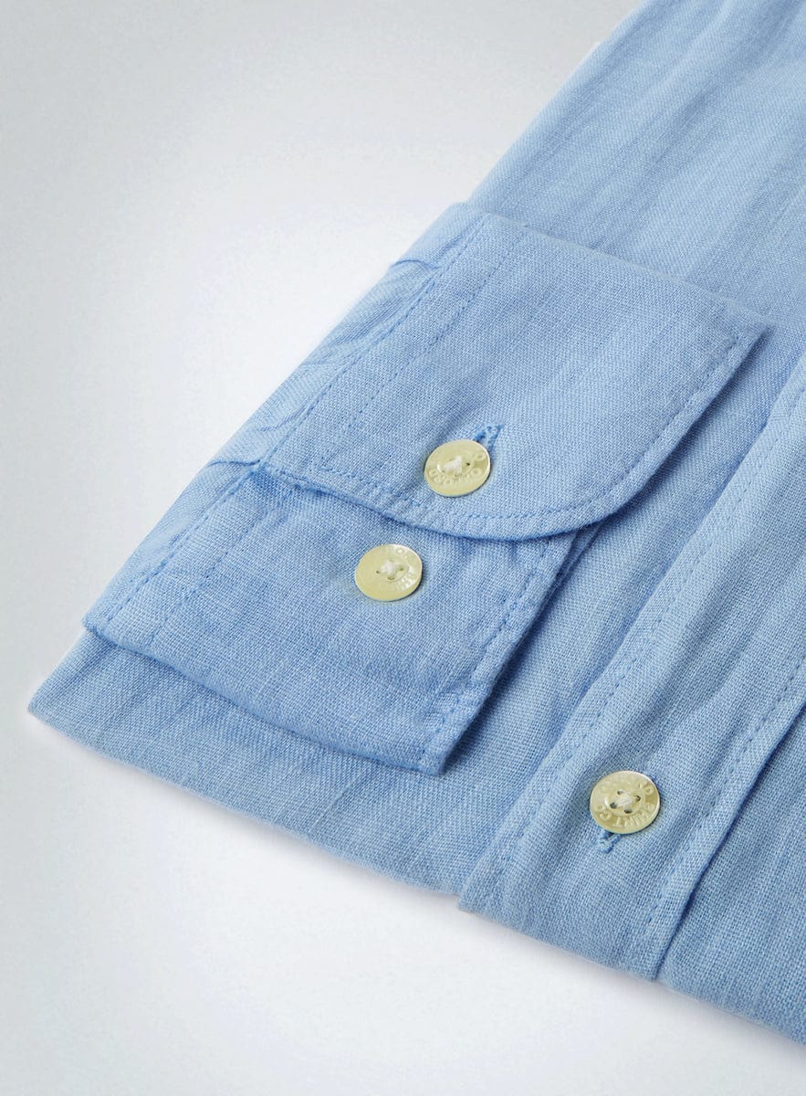 Tailored Fit Linen Shirt in Mid Blue