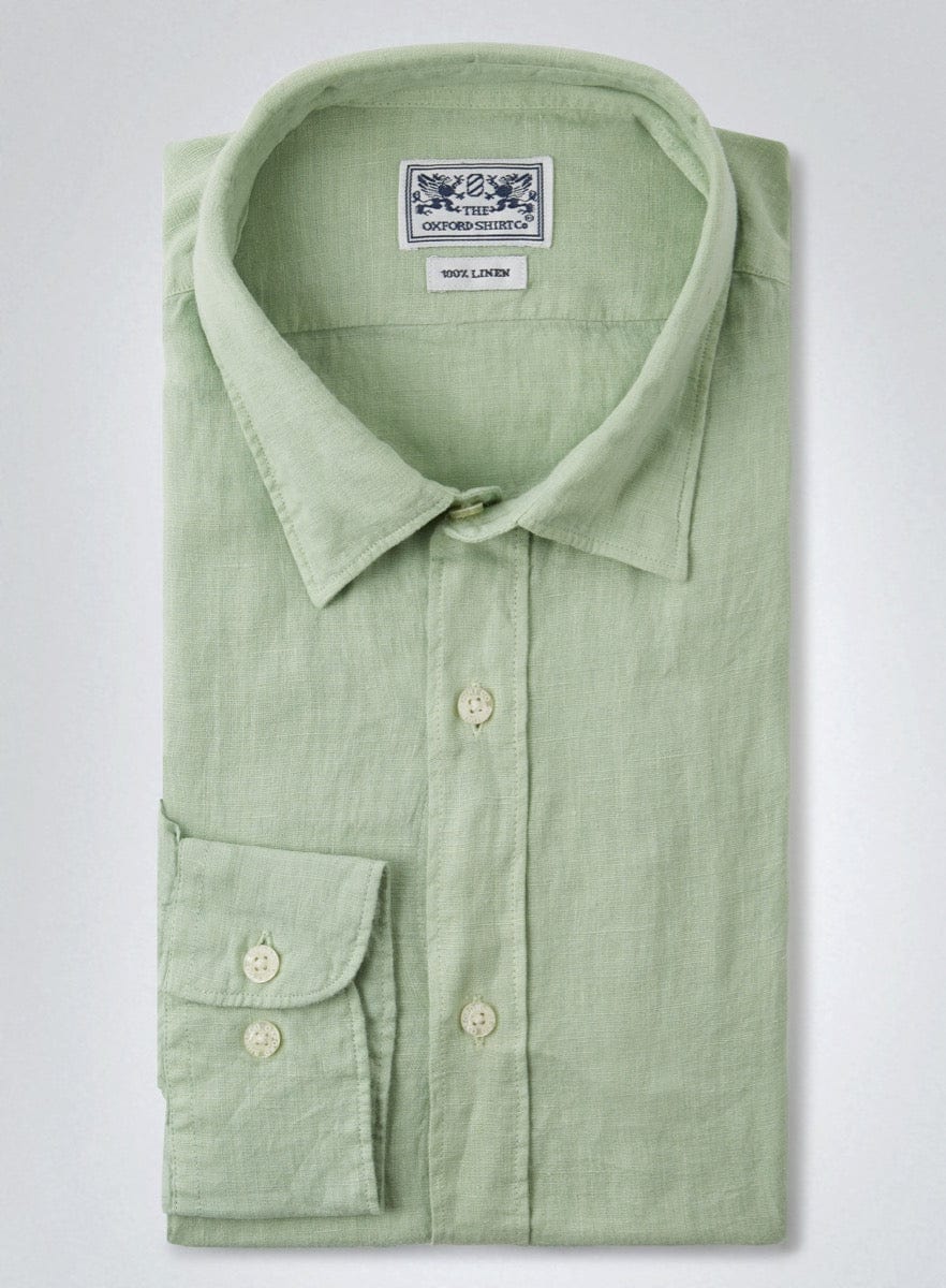 Tailored Fit Linen Shirt in Pea Green