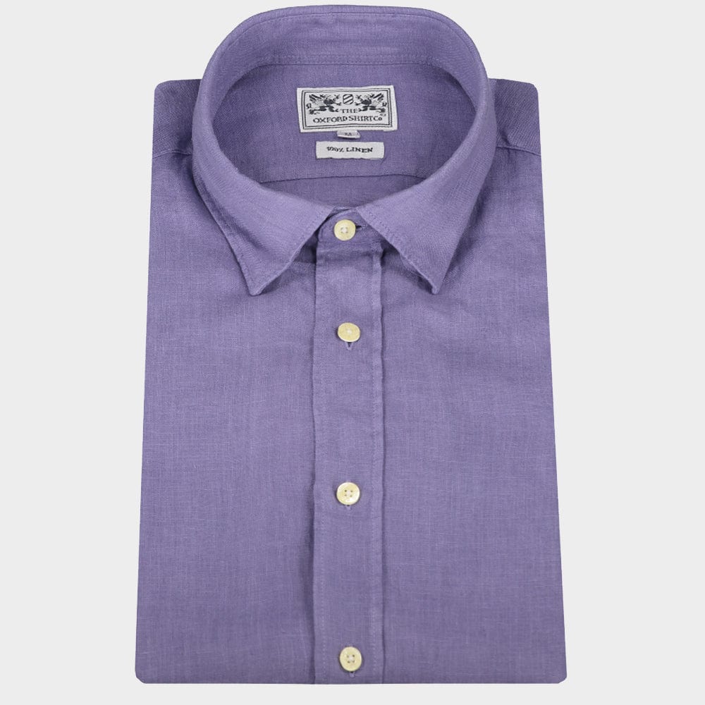 Tailored Fit Linen Shirt in Purple