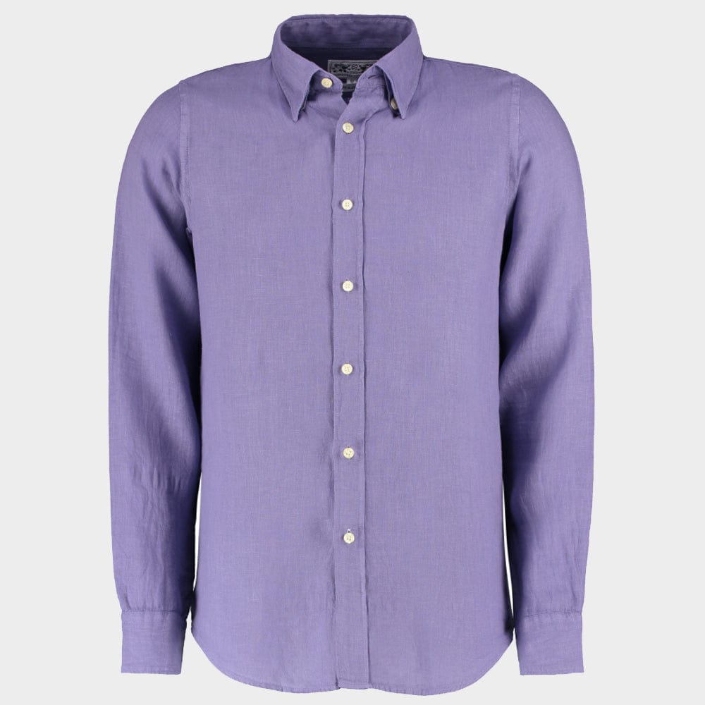 Tailored Fit Linen Shirt in Purple