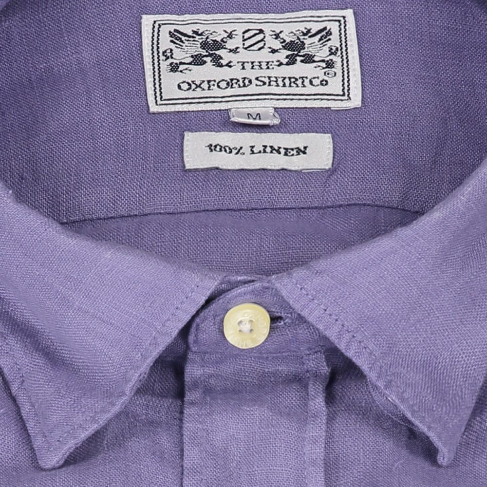 Tailored Fit Linen Shirt in Purple