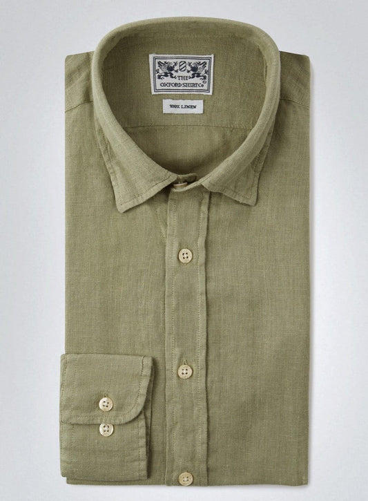 Tailored Fit Linen Shirt in Sage