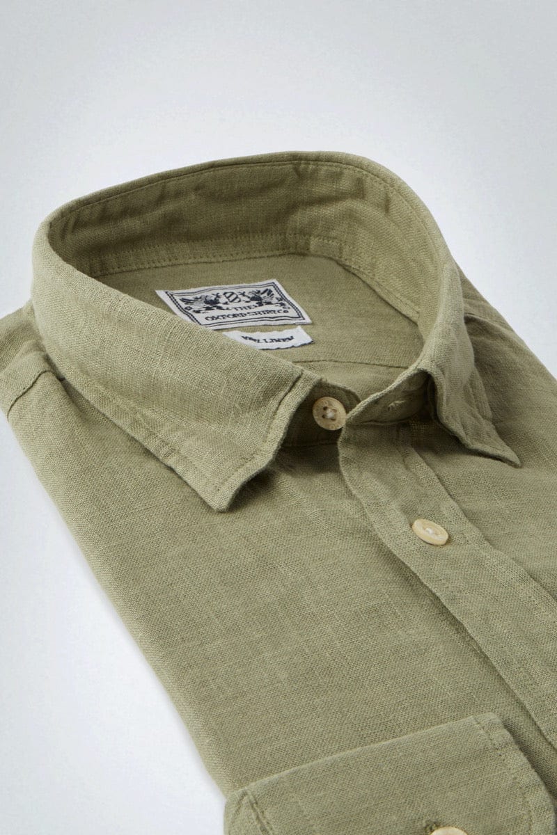 Tailored Fit Linen Shirt in Sage