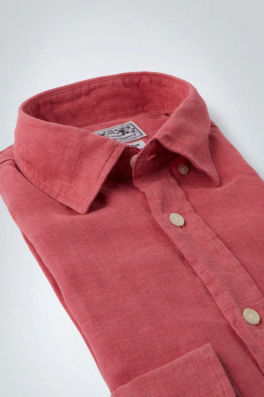 Tailored Fit Linen Shirt in Strawberry