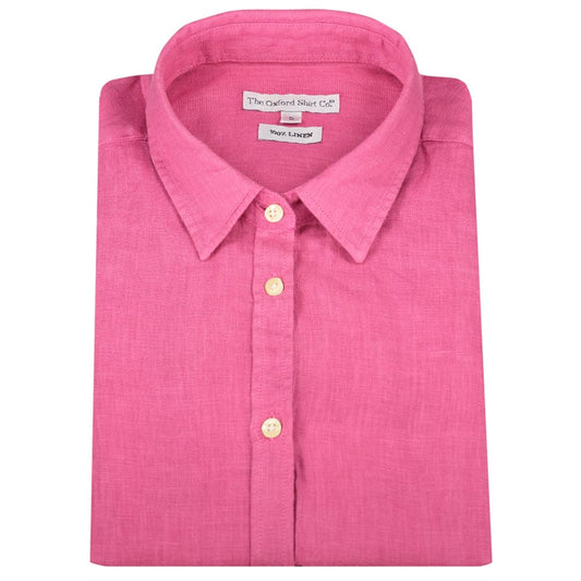 Womens Linen Shirt in Pink Cerise