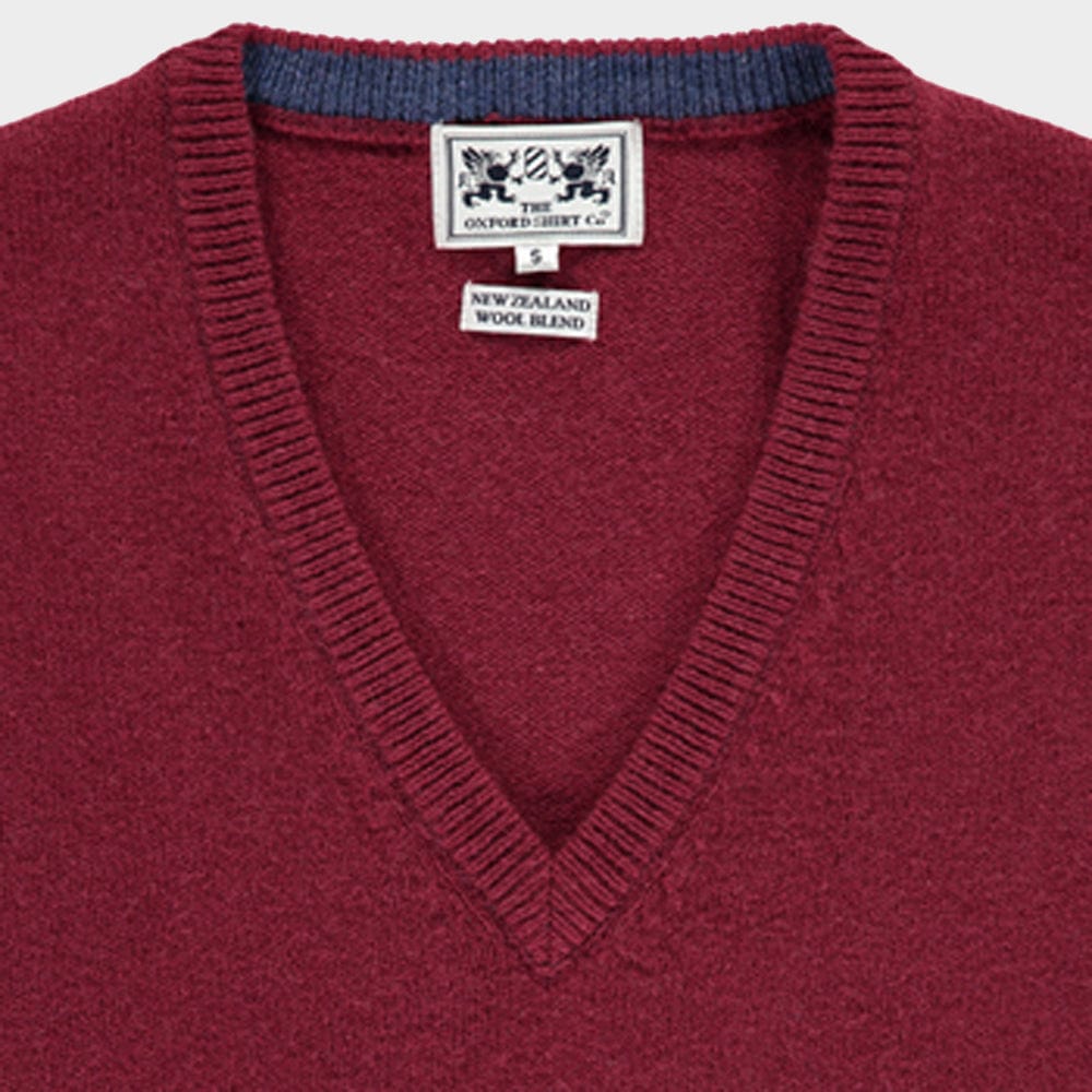 Wool Sleeveless V Neck in Berry