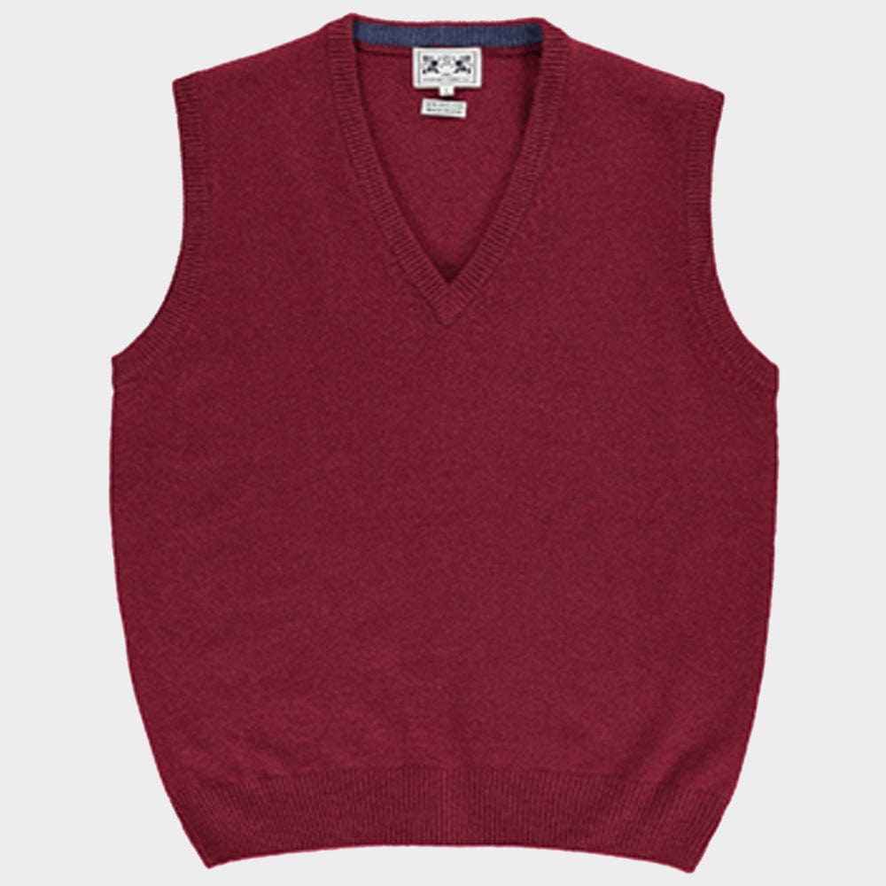 Wool Sleeveless V Neck in Berry