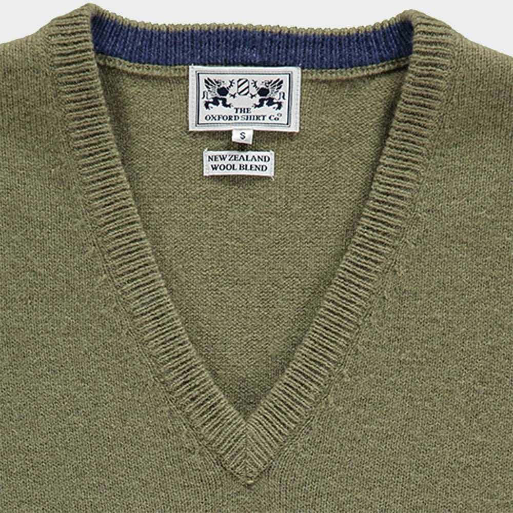 Wool Sleeveless V Neck in Moss