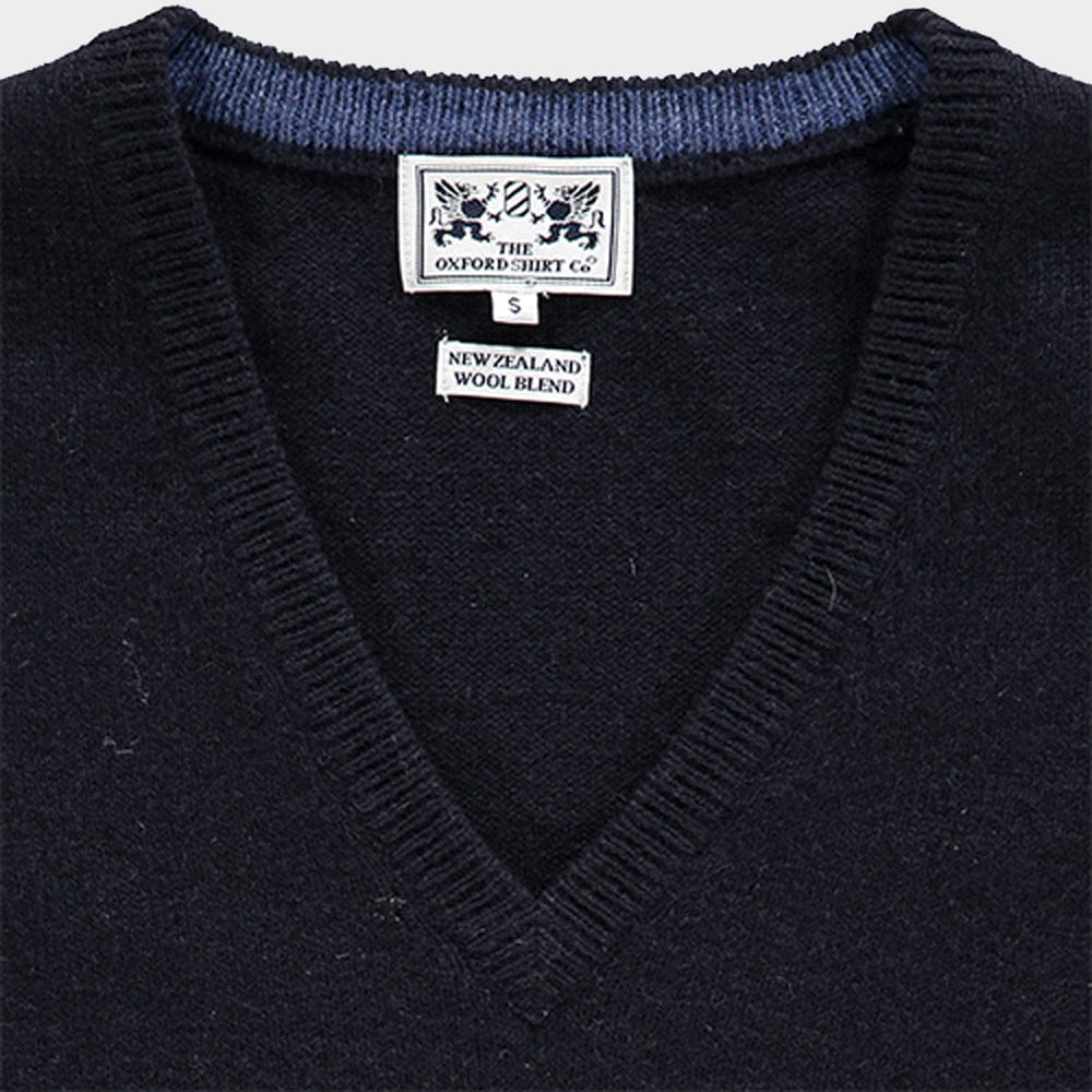 Wool Sleeveless V Neck in Navy