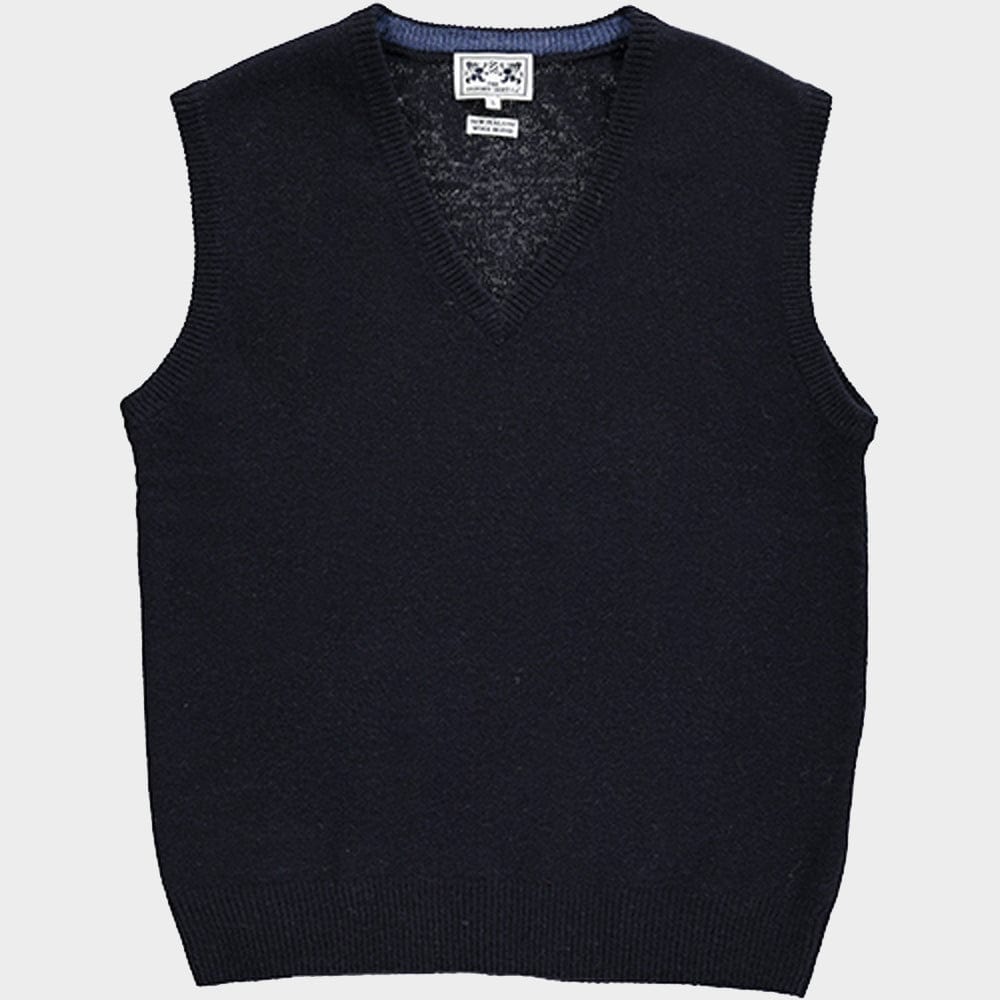 Wool Sleeveless V Neck in Navy