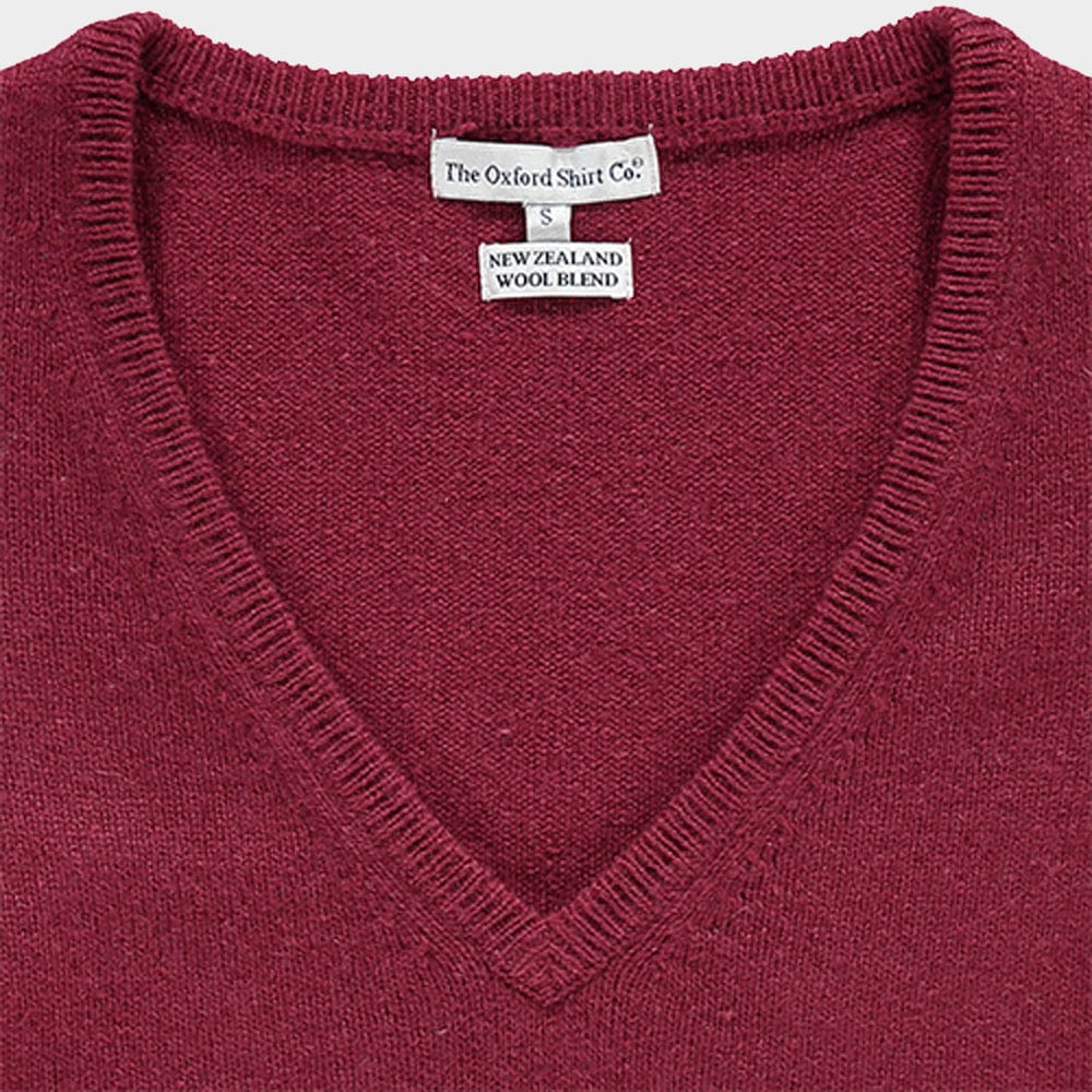 Wool V Neck in Berry