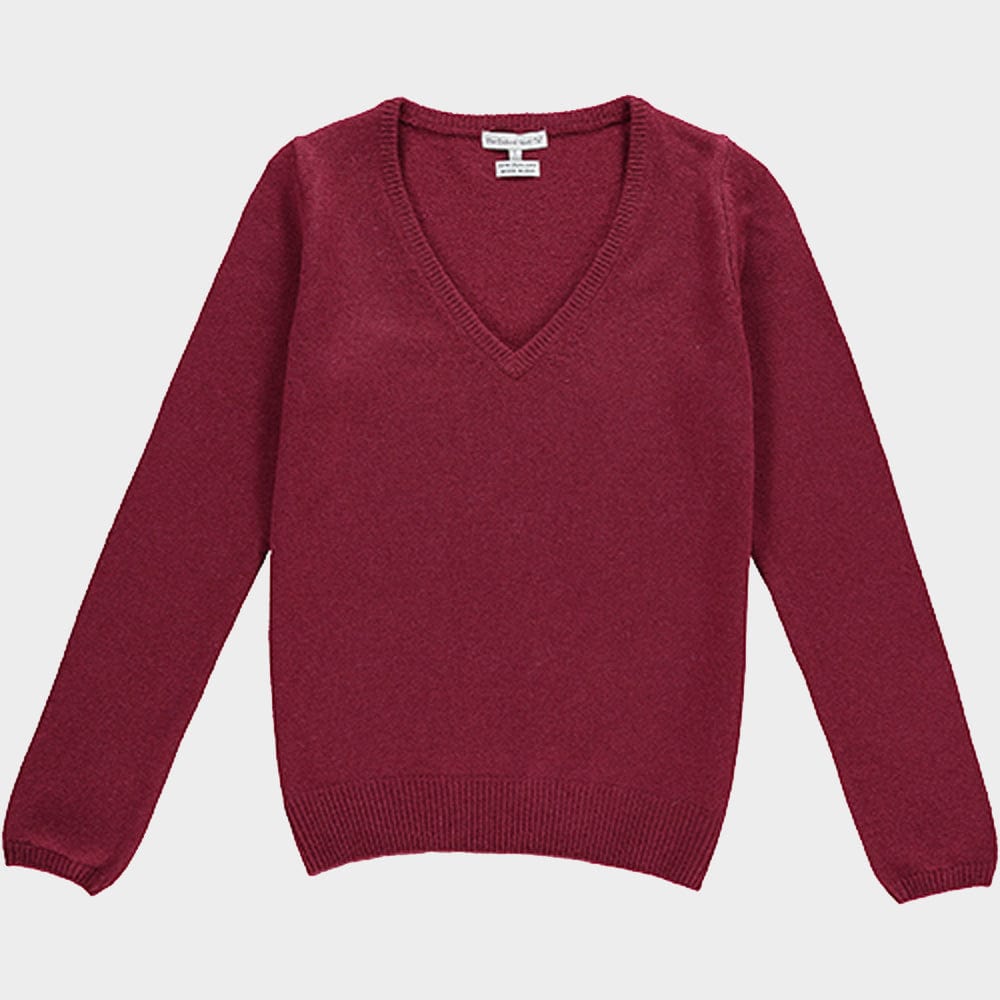 Wool V Neck in Berry