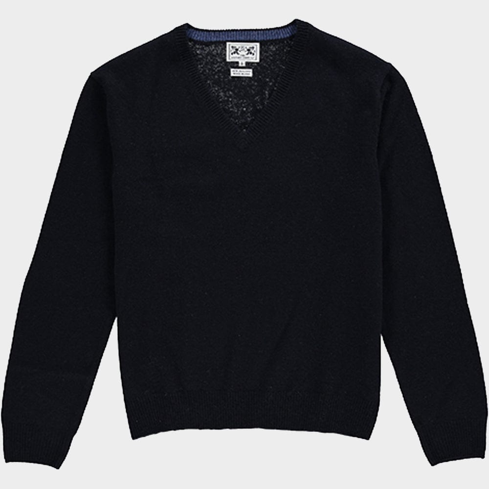 Wool V Neck in Navy