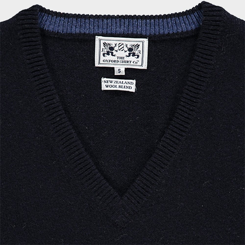 Wool V Neck in Navy