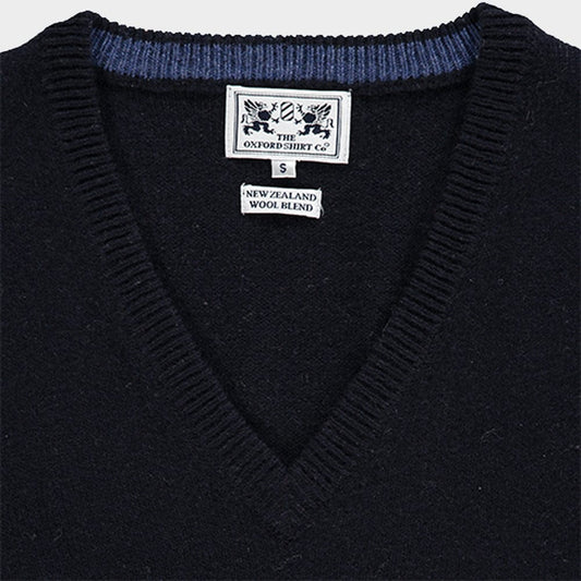 Wool V Neck in Navy