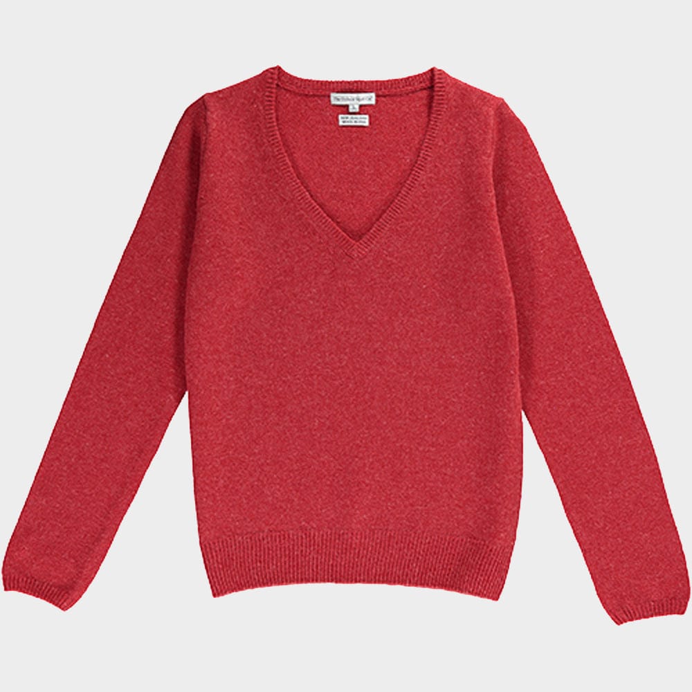 Wool V Neck in Poppy