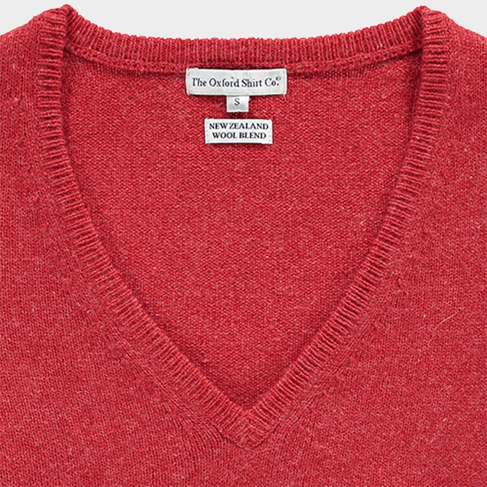 Wool V Neck in Poppy